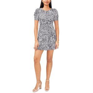 Msk Womens Petite Ruched-Sleeve Shift Dress